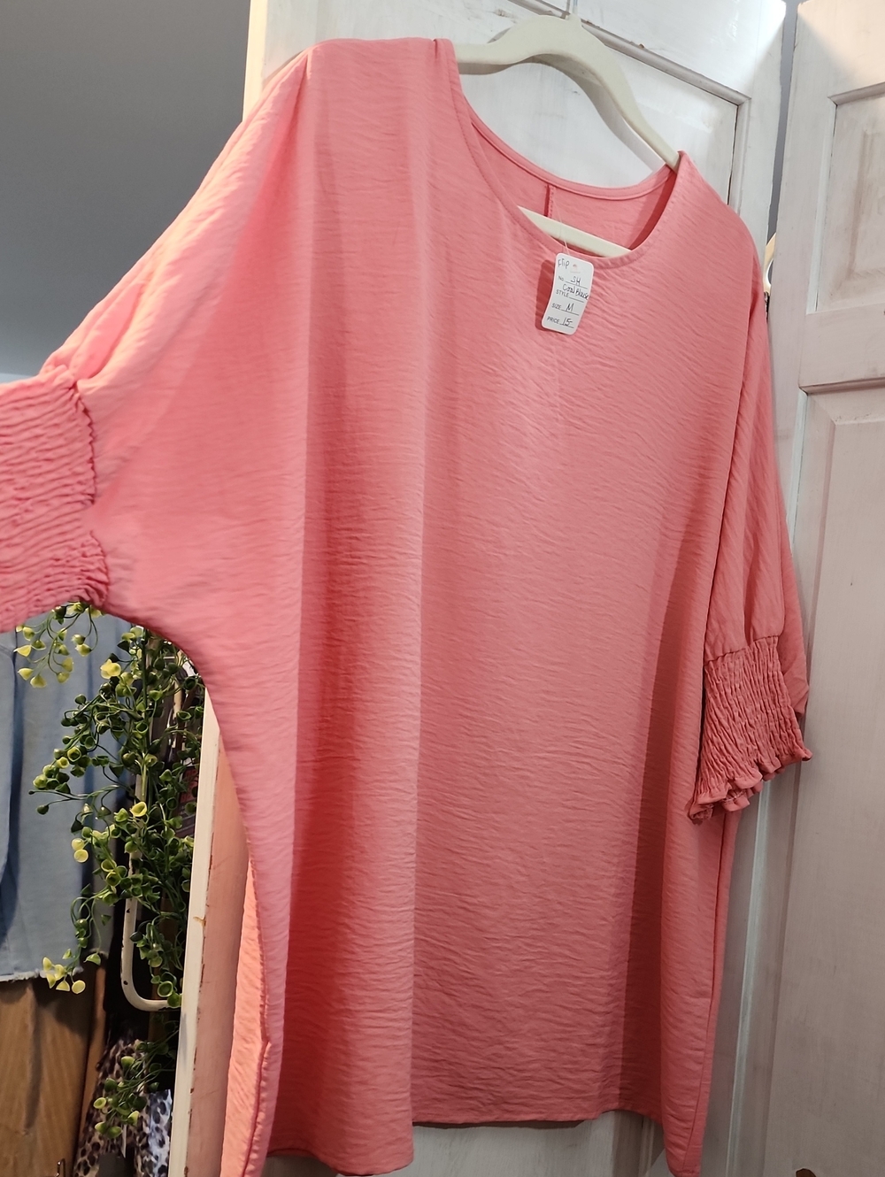 Women’s Pink Short-Sleeve Smock Top